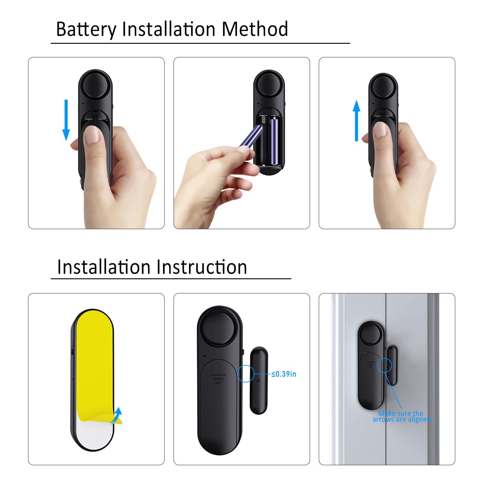 Alarma de puerta cuando se abre, 2 unidades, sensor de apertura de ventana/puerta de 120 dB con control remoto para seguridad del hogar, seguridad de niños/piscina, alerta de apertura de puerta