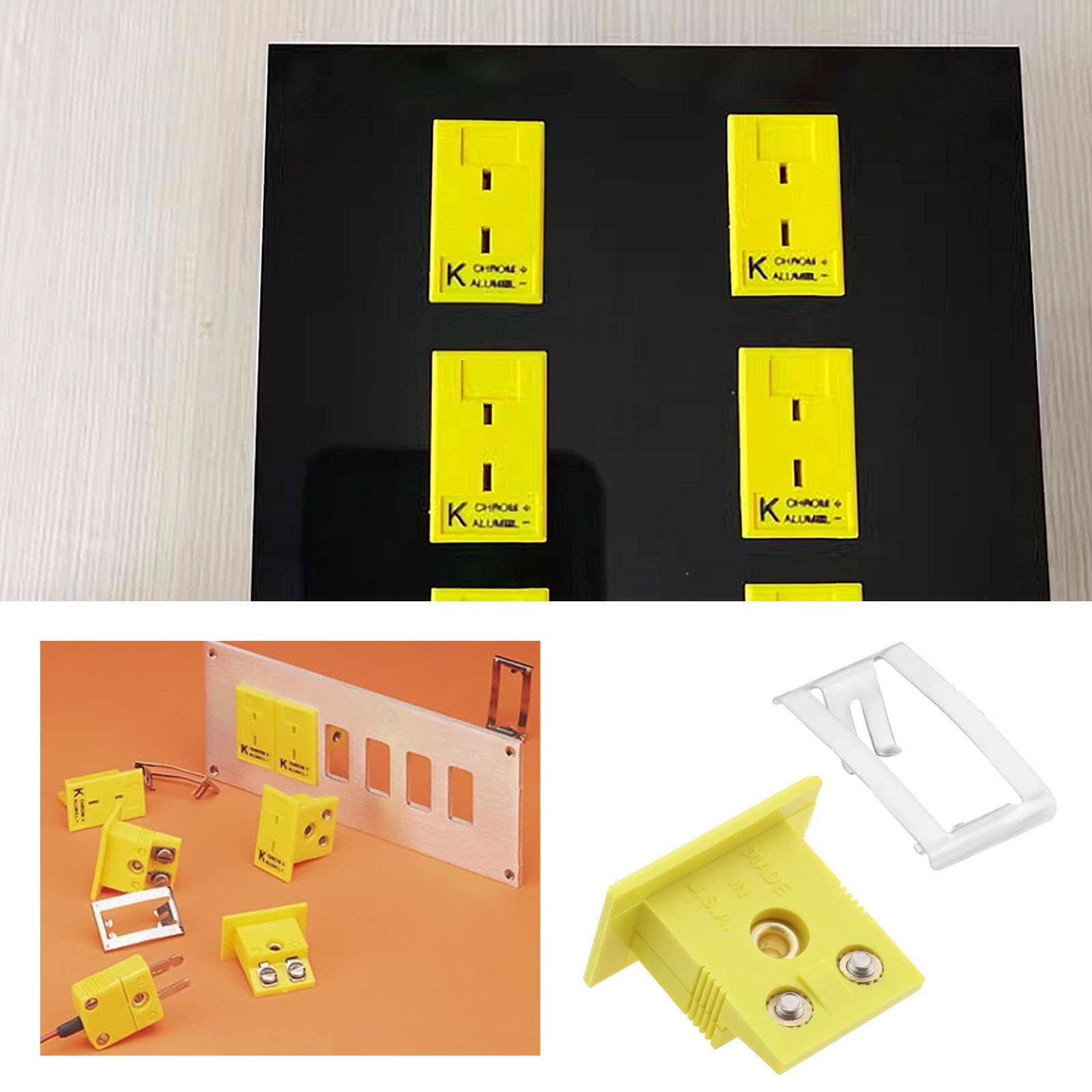 OTOTEC 4 Juegos de Conectores de Cable de Termopar Tipo K con Panel Minienchufe Amarillo con Instalación de Panel MPJ-KF de 21mm X 24mm X 14mm