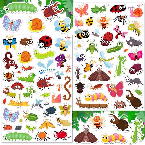 LINAYE 24 Sheets Cute Bug Insect Stickers for Kids, 960 Counts for Scrapbooking,Water Bottles,Envelopes,Laptop Lovely Insect Stickers for Classroom Boys Girls