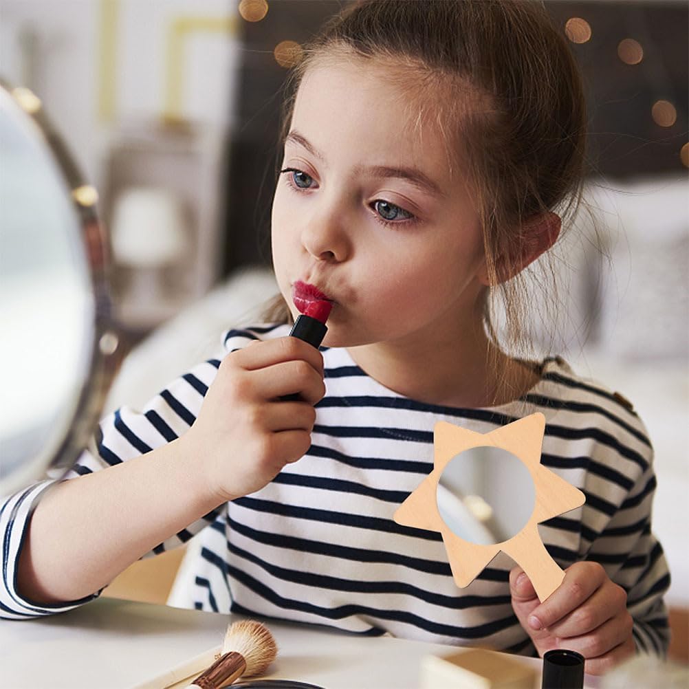 12Pcs Kids DIY Wooden Handheld Mirrors Unpainted Craft Set for Painting and Decorating Educational Fine Motor Skills Activity for Children