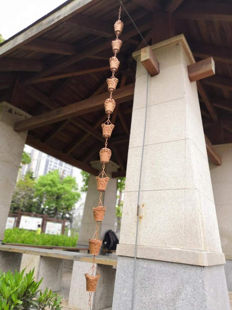 Amazon.co.jp: 夢の行 レインチェーン 蝶の桶 12個 銅色 260cm 雨どい