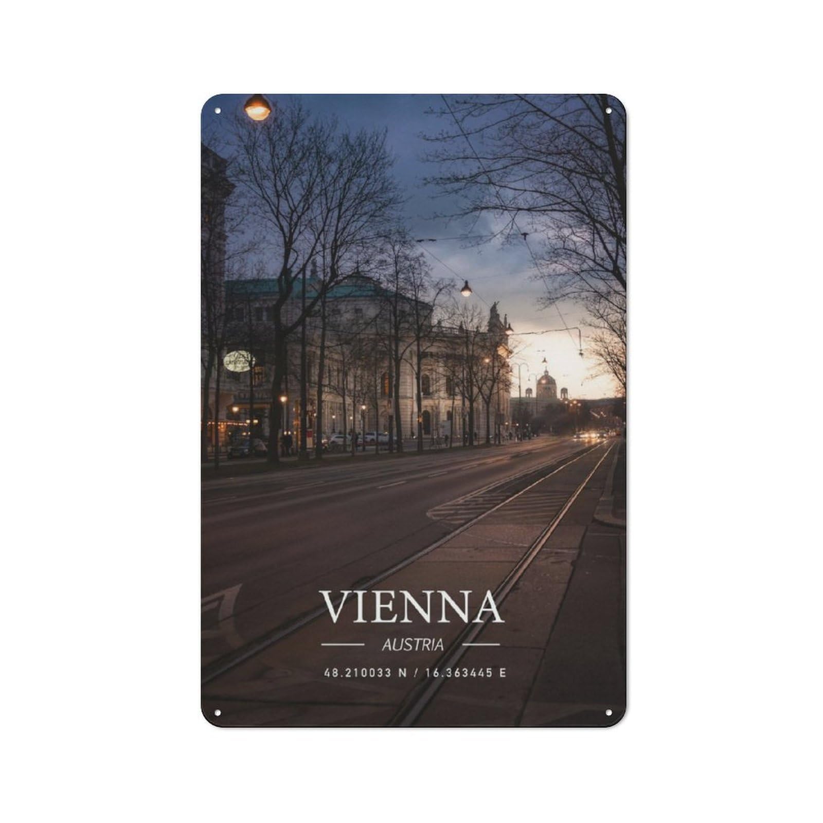 Junmoney Vienna Rustic Tin Wall Plaque 30X20cm For Garage Or Workshop, For Garage Decor Fans, For Retro Home Interiors