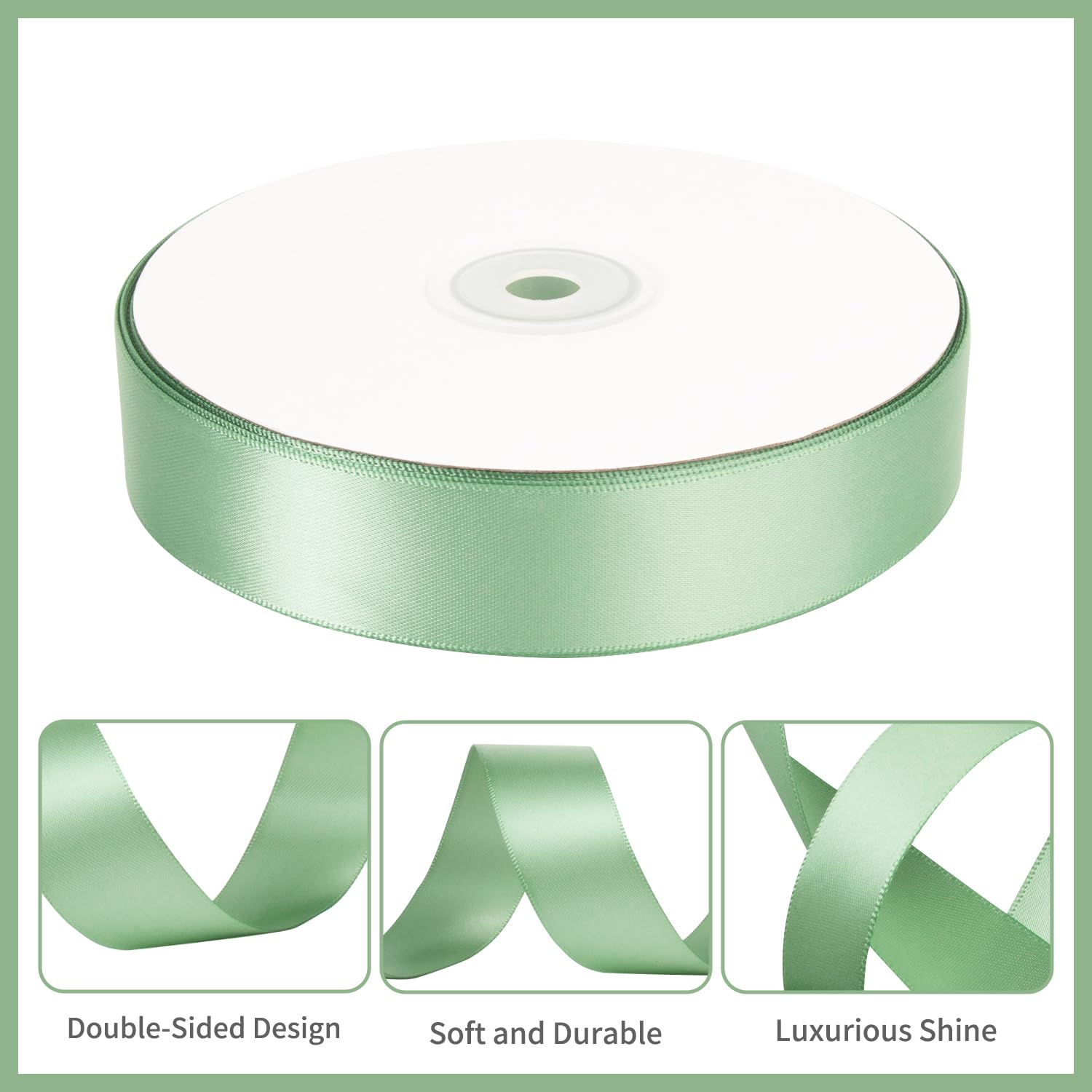 Sage Ribbon Snapklik.com : Sage Green Ribbon 1 Inch Sage Green Satin Ribbon 50Yds ...