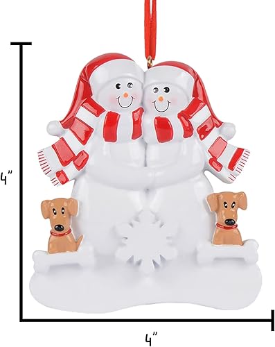 Miniatura 8 de Ornaments by Elves - Adorno navideño personalizado para familia de 3 personas 2023 - Familia de muñeco de nieve con 1 perro bronceado, bonito