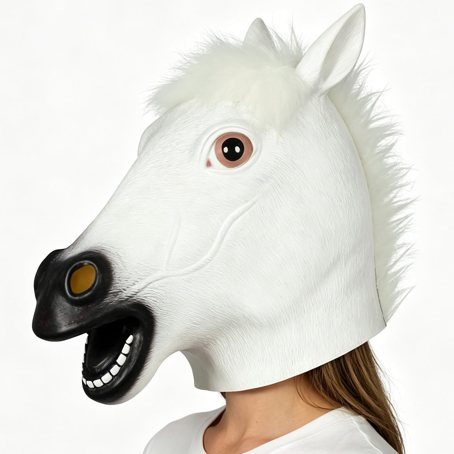 Spiritzohic Horse Mask, Animal Full Head Masks Halloween Horses Masks Animal Latex Headwear Realistic Horse Costume Party Cosplay Props for Halloween Carnival Costume Party