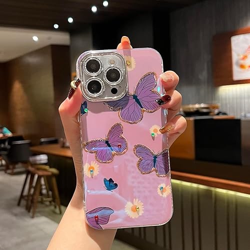 Miniatura 4 de Lastma Funda para iPhone 13 Pro Max, protección para lente de cámara, purpurina linda caricatura Kawaii IMD diseño de silicona a prueba de golpes