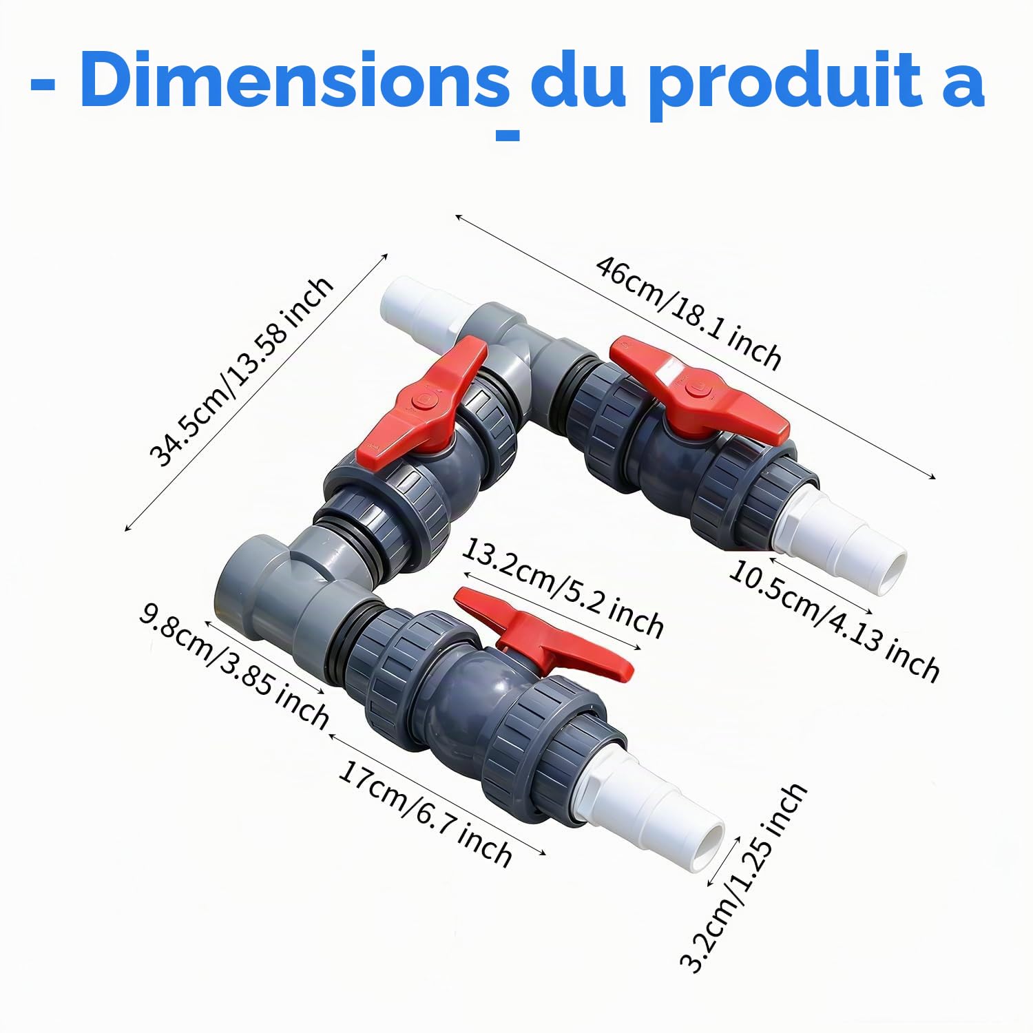 Pompe a Chaleur Piscine Kit, Raccordement pour Pompe à Chaleur, 32/38 mm Bypass Piscine Vanne Chauffage Solaire Piscine Hors Sol, Contrôle de l'Alimentation en Eau pour Une Régulation Optimale