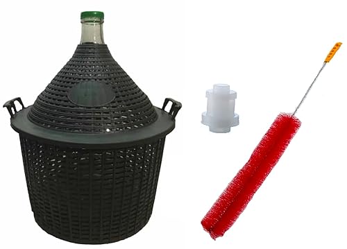 North Mountain Supply Vaso de boca estrecha Demijohn/Carboy con cesta de plástico, 25 litros (aprox. 6.5 galones), incluye clip en la cerradura de