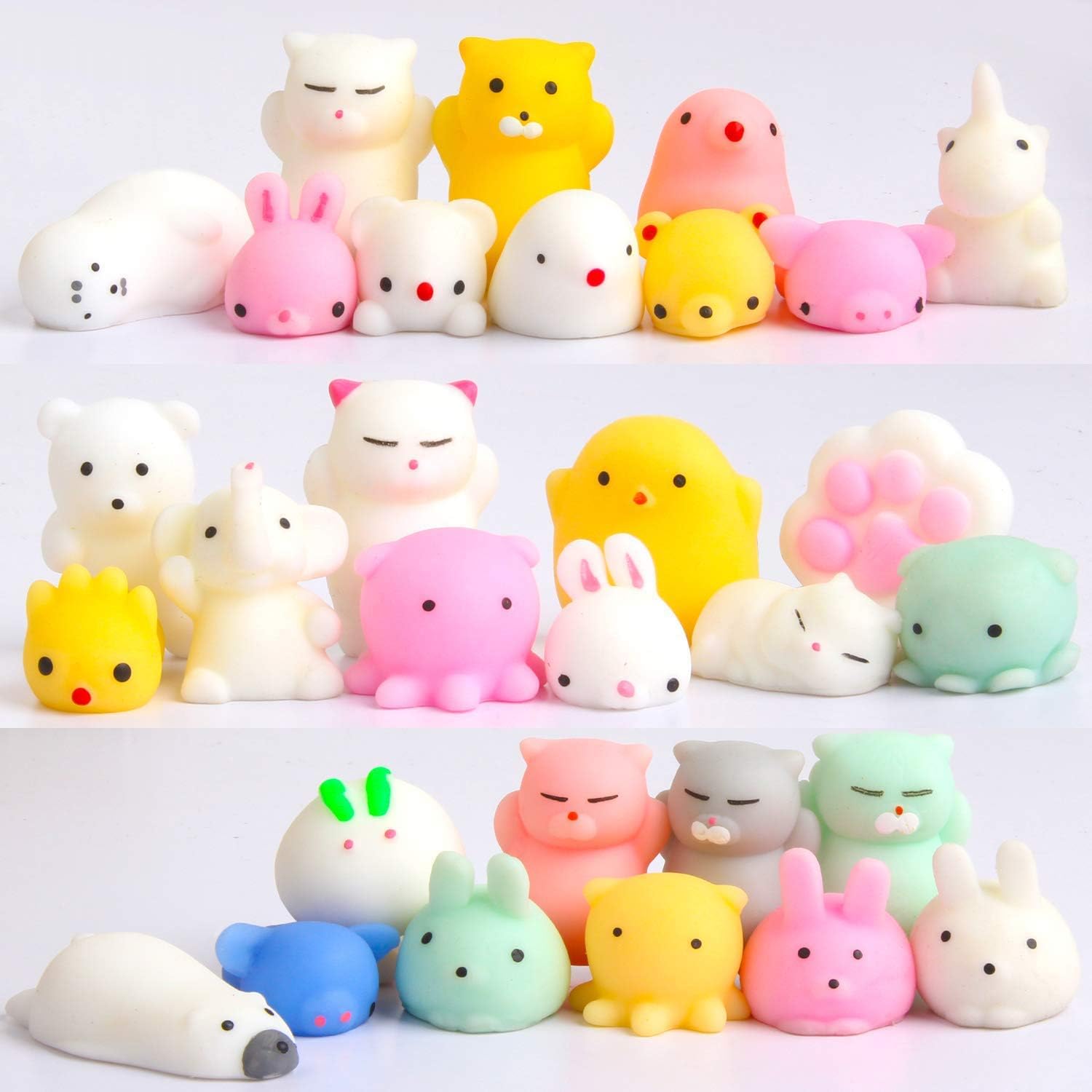 Squishy Toys Party Favors for Kids - Squishys 30 Pack Mini Mochi Squishies, Pinata Easter Egg Fillers Treasure Box Prizes Classroom Unicorn Cat Stress Reliever Pug Stuffed Animal Silicon