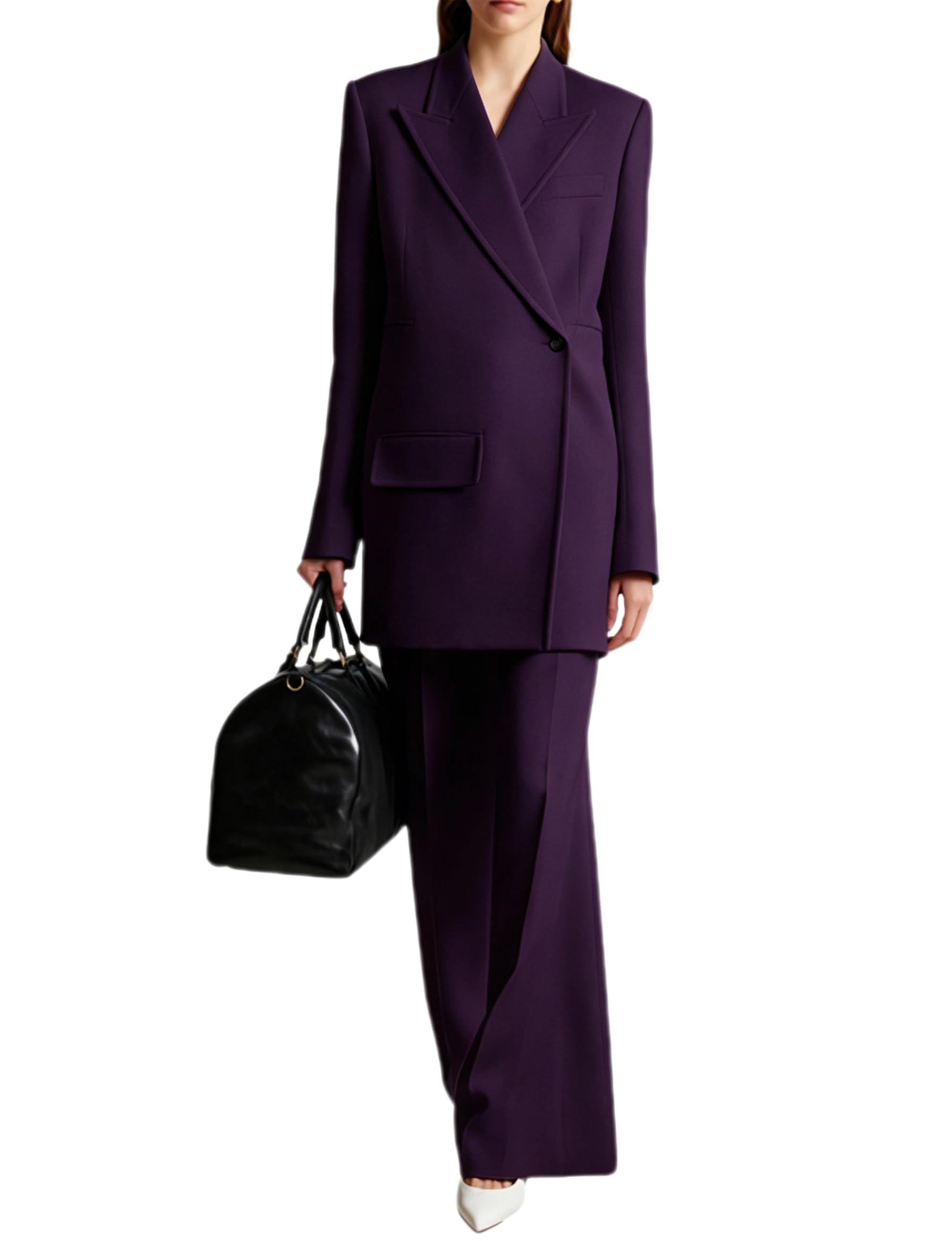 Donna Due Pezzi Set Pantaloni Suit Dressy Business Casual Professional Giacca Lavoro Ufficio Outfits