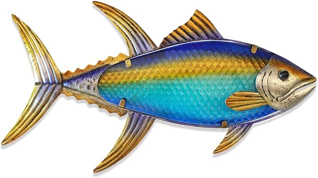 LIFFY Metal Fish Wall Decor Fish Metal Wall Art Hanging Outdoor Wall Art for Outdoor Ocean Beach Sea Pool Decor