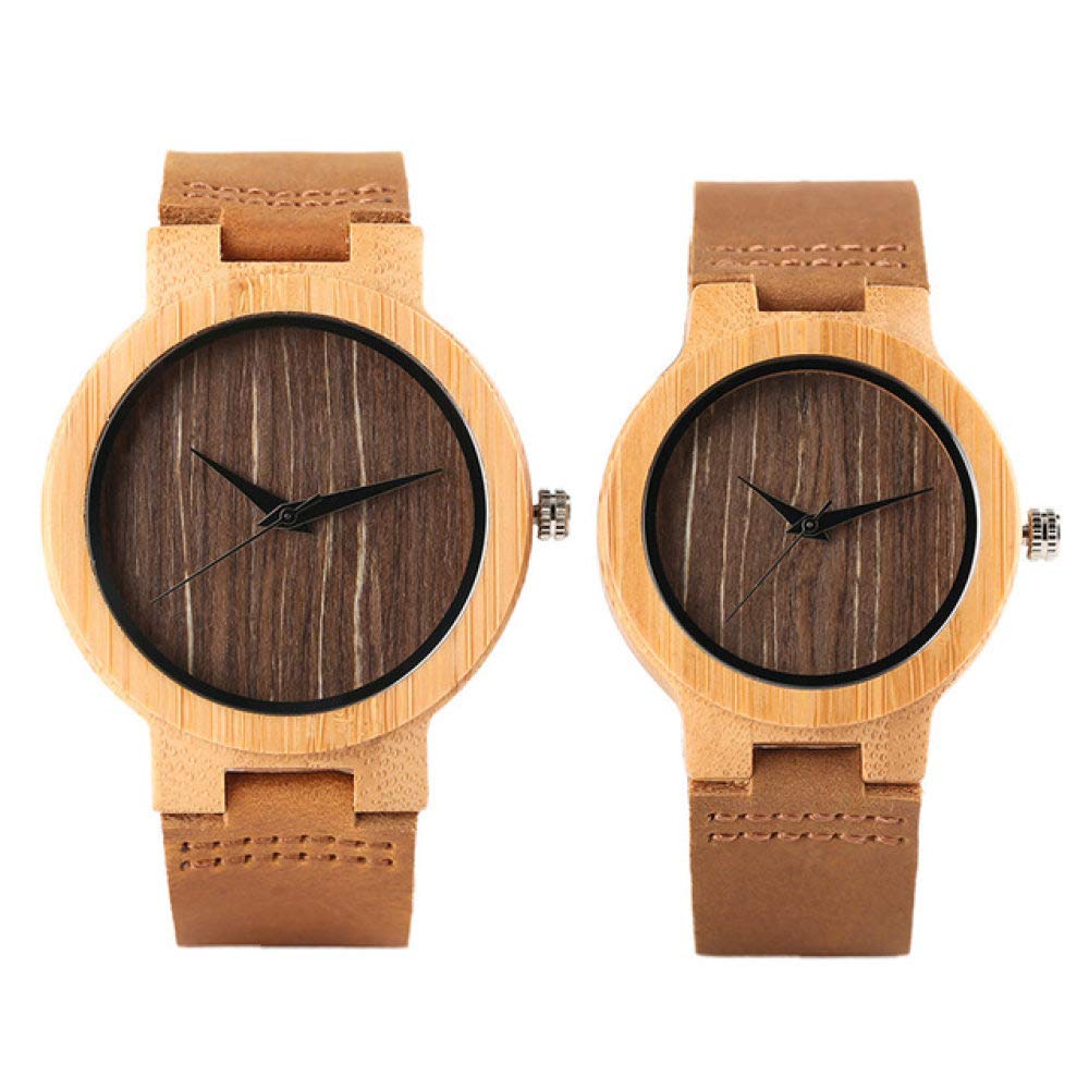 OIFMKC Orologio in legno Orologio da coppia in legno di bambù di marca superiore Orologio analogico al quarzo da donna da uomo Orologi creativi per gli amanti Orologio con cassa in