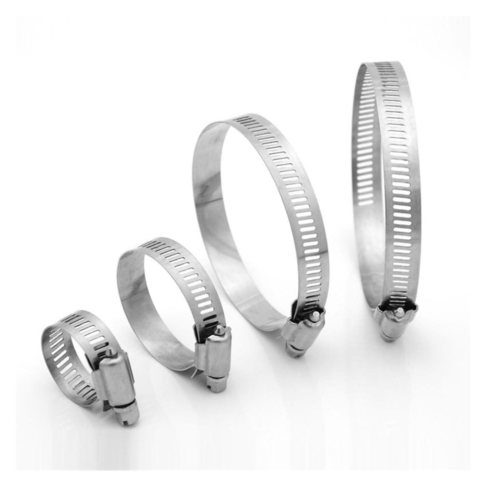 SHALLEZSOU Pipe clamp 5pcs Stainless Steel Drive Hose Clamps Adjustable Tri Gear Worm Fuel Tube Water Pipe Fastener Fixed Clip(10-16mm 5pcs)