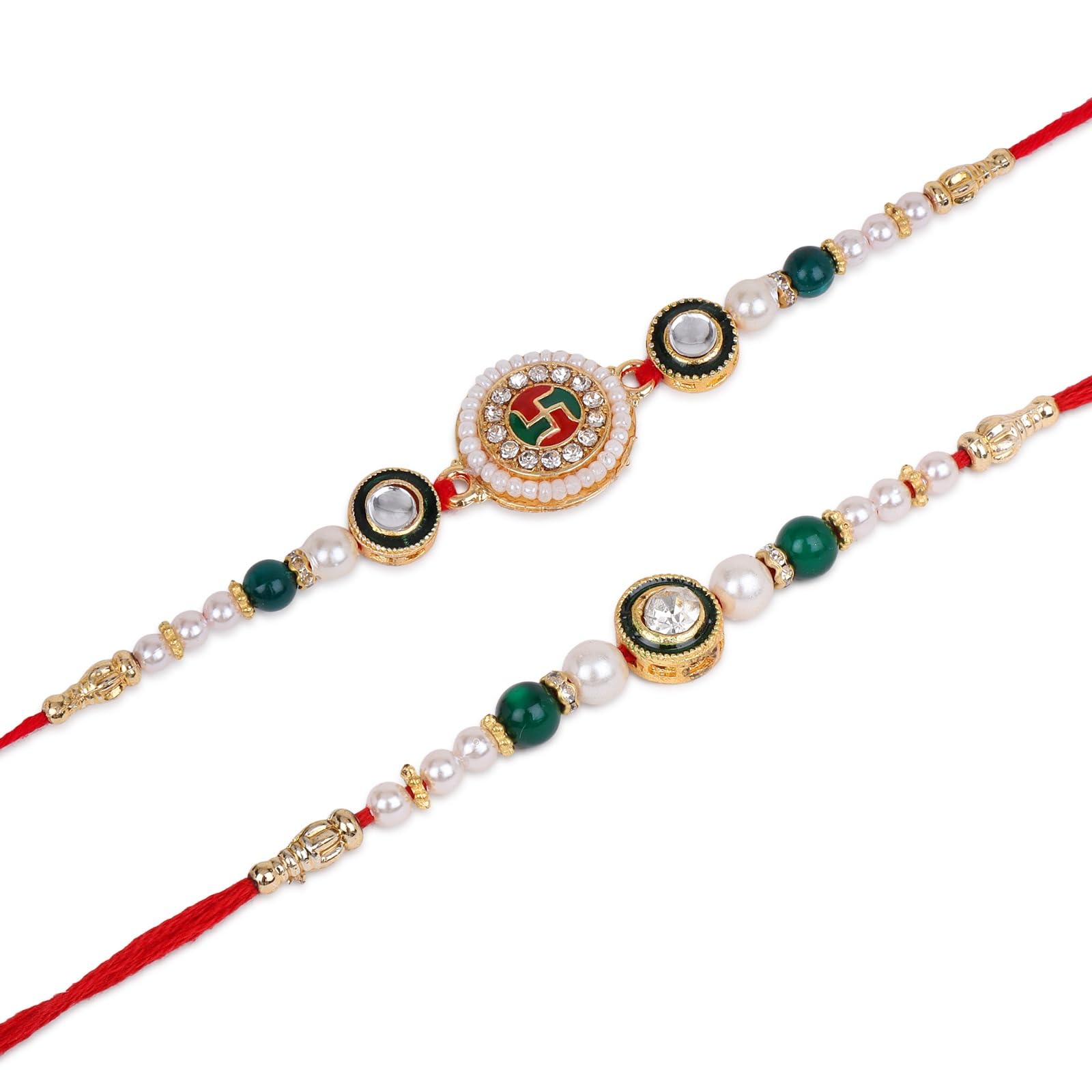 NITYAM ENTERPRISES Boys Designer Satiya Meenakari Work Daimond Kundan Rakhi For Brother | Sister | Family | Adult | Bhaiya Bhabhi Set Of 2 Rakhi With Roli Chawal(Ne 152) (B097DKDPM7) Amazon Price History, Amazon Price Tracker