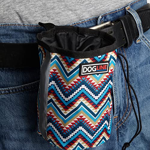 Image of Dogline Dog Treat Pouch: Puppy Training Bag, Pet Kibbles and Snacks Holder, Litter Waste Bags Dispenser with Adjustable Drawstring Closure, Large Capacity with Mesh Pocket, Strong Nylon Material
