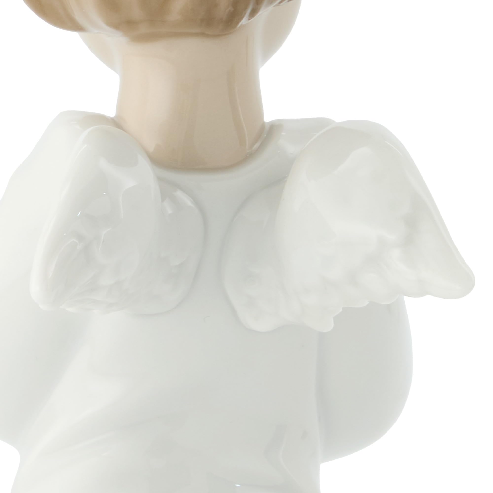 NAO Figura Amor Angelical. Figurita de Ángel de La Guarda con Corazón en Porcelana Brillo. Escultura Ornamental de Angelito en Tonos Pastel para Decoración