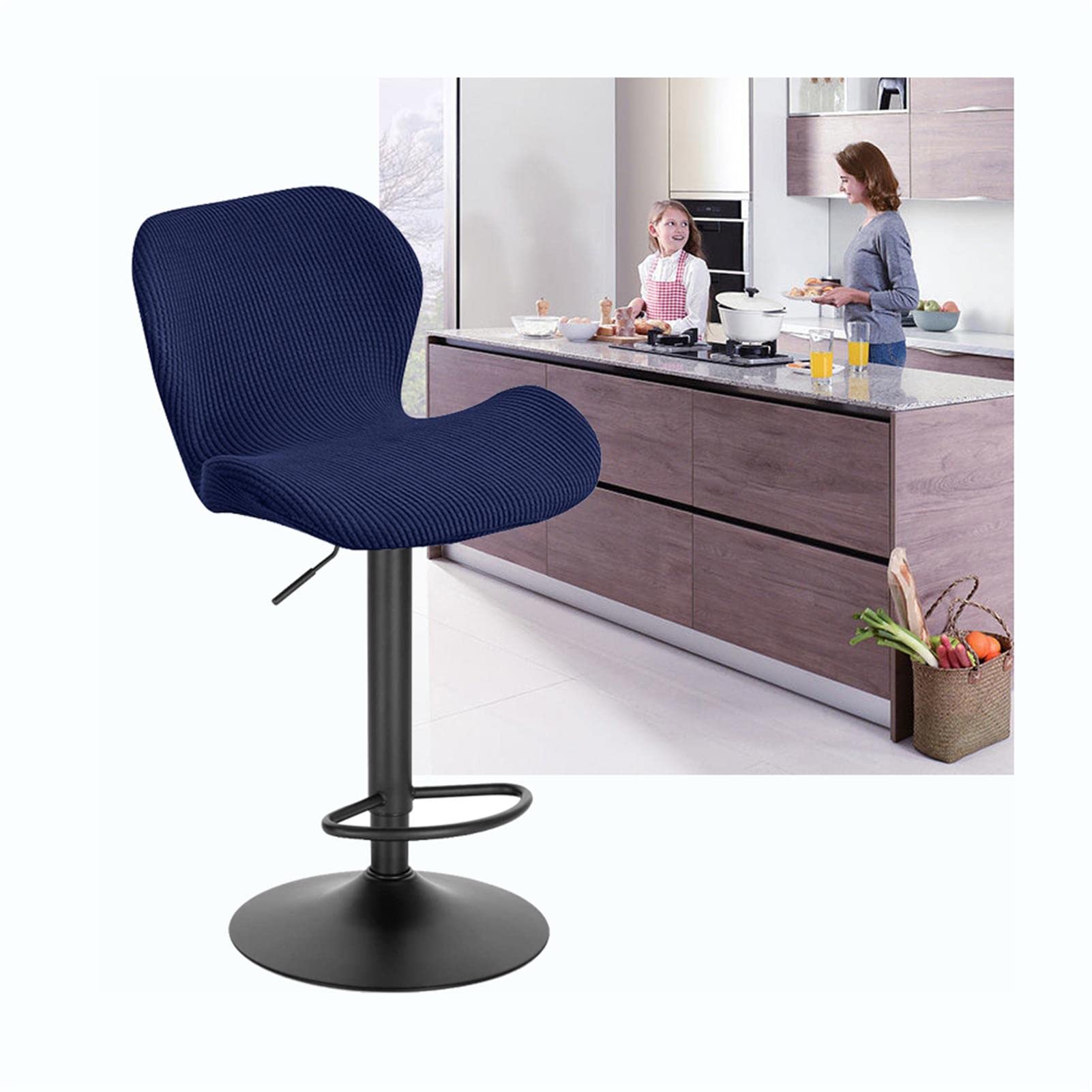 XGANGM Stretch Bar Stool Chair Slipcover Set of 2/4/6 Low Back Bar Chair Covers Modern Curved Kitchen Dinning Room Swivel Chair Covers Protector for Office Dining Chair,Royalblue,6pcs