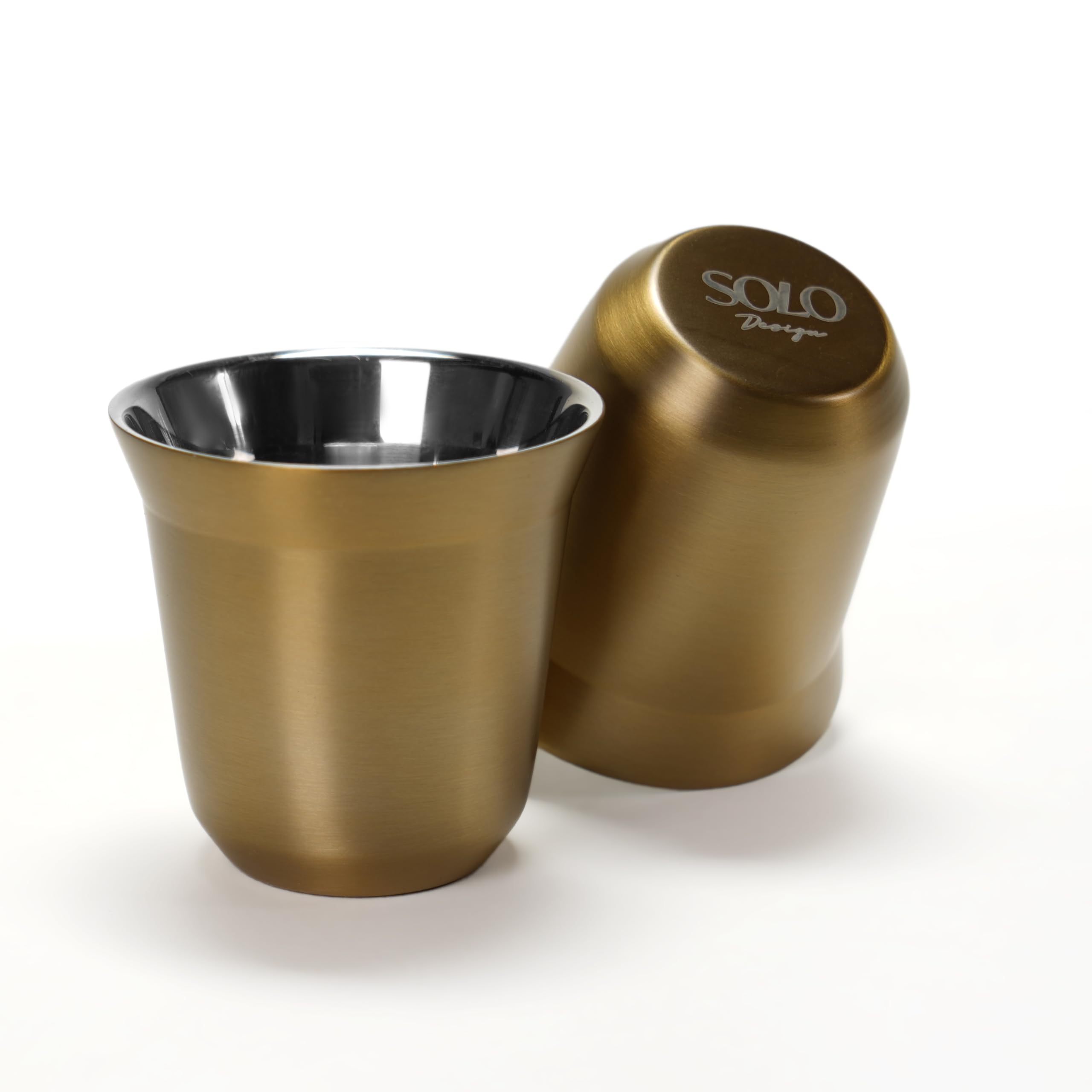 Premium Stainless Steel Espresso Cup Demitasse Cups - Set of 2 | Heat Resistant Espresso Cups for a Perfect Sip | Elegant and Durable Espresso Shot Cups (Gold, 80ml)
