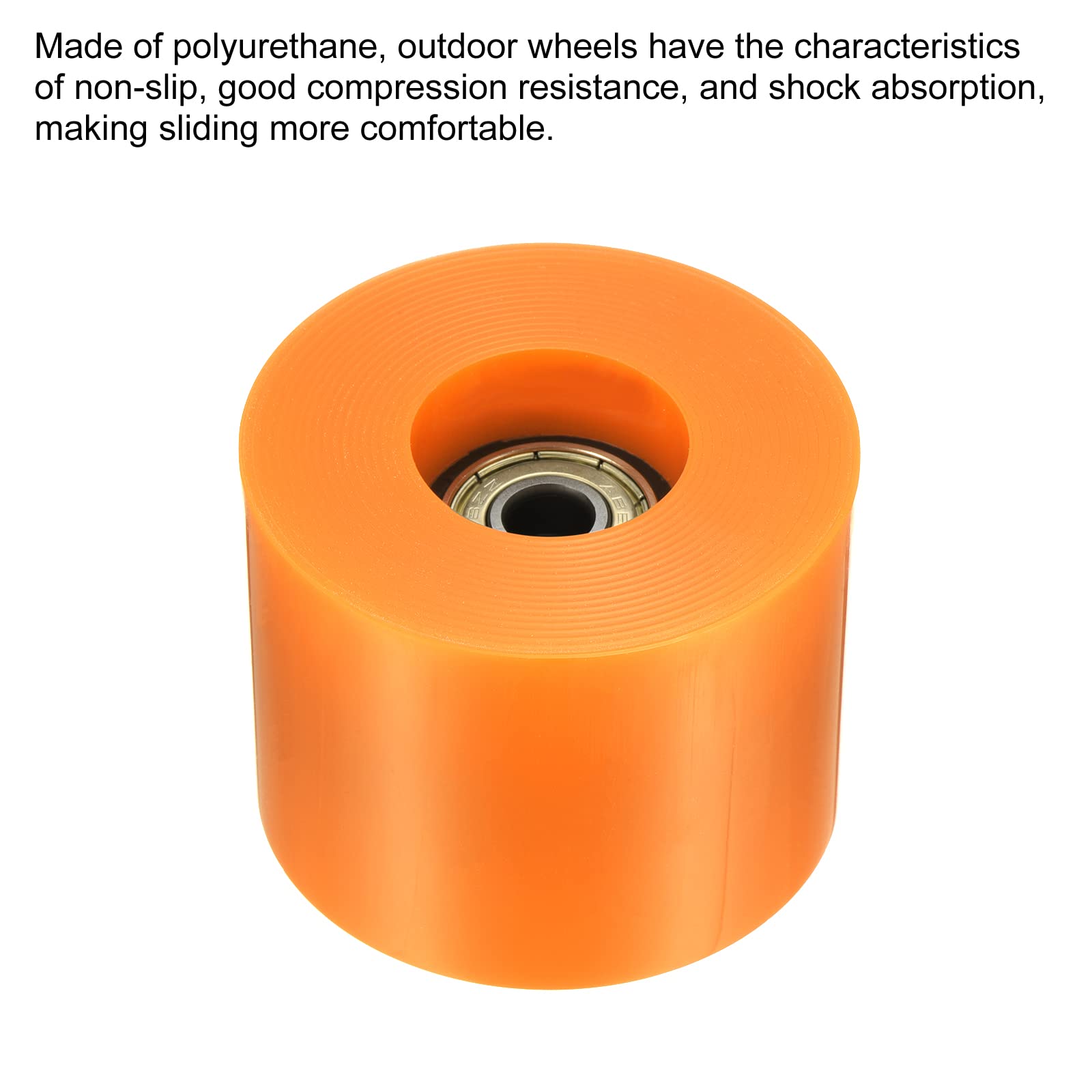 PATIKIL Lot de 4 roues de rechange pour longboard de 60 mm avec roulements ABEC-11, pour skateboards, cruiser, 80 A, orange et doré