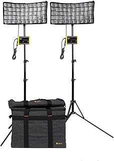 Ikan Canvas (2) 1 x Half Rectangular Bi-Color 2800K-6500K Bendable LED Light Panel Kit, Lightweight, Bi-Color Adjustable, Soft Box/Egg Crate Included (CB8-2PT-KIT) - Black