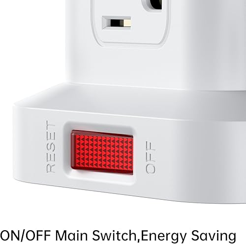 Miniatura 6 de PD - Protector de sobretensiones USB C de 20 W, mini regleta de alimentación de torre de viaje de 12 CA 4 USB con puertos USB, protección de