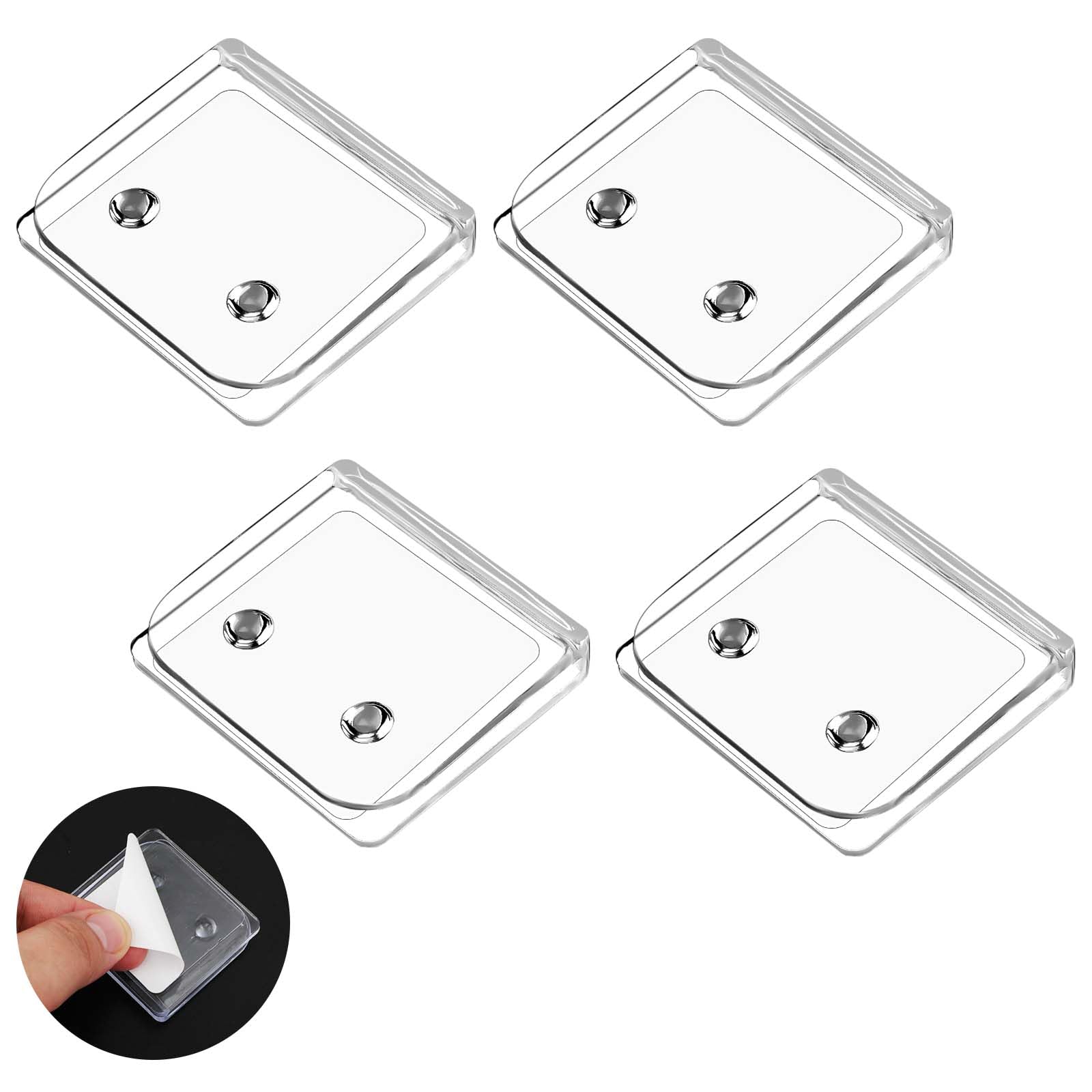 NQEUEPN 4pcs Windproof Shower Curtain Clips, Clear Self-Adhesive Shower Splash Guard No Drill Shower Curtain Wall Holder for Interior Shower Liner Easy to Install