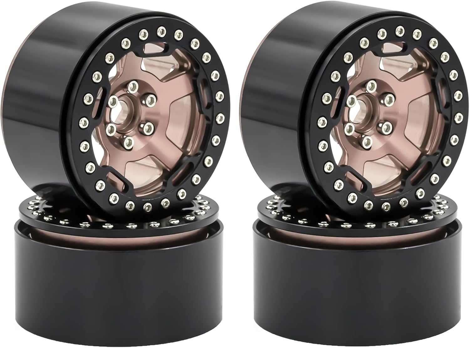 Lifehead Aluminum 2.2 Inch Split Structure Beadlock Wheels CNC Process Fit for 1/10 1/8 RC Crawler Car D90 KM5 YK4082 Axial SCX10III RBX10 RR10 Traxxas TRX4 ，12mm Hex