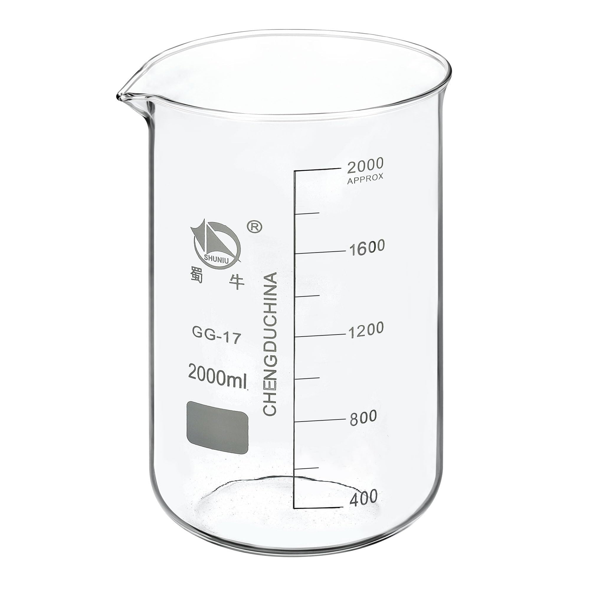 Zlewka laboratoryjna z dziobkiem, Zlewka ze szkła borokrzemowego, wiele rozmiarów, laboratoryjna wylewka skalą stopniowaną temperaturą(2000ml)