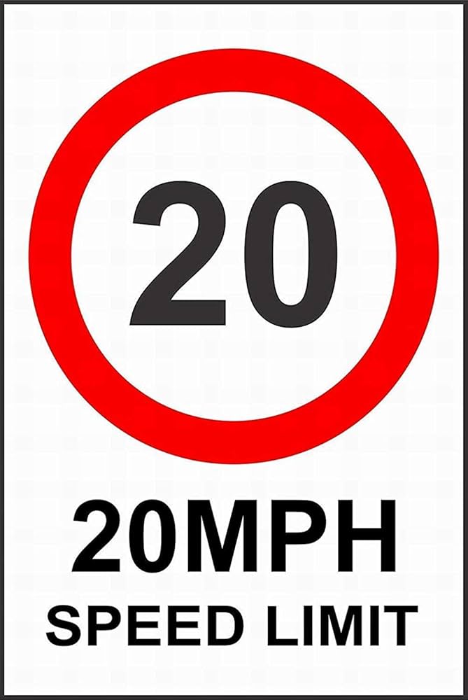 amusFlynnel Warning Sign 20 mph Speed Limit Sign Road Sign