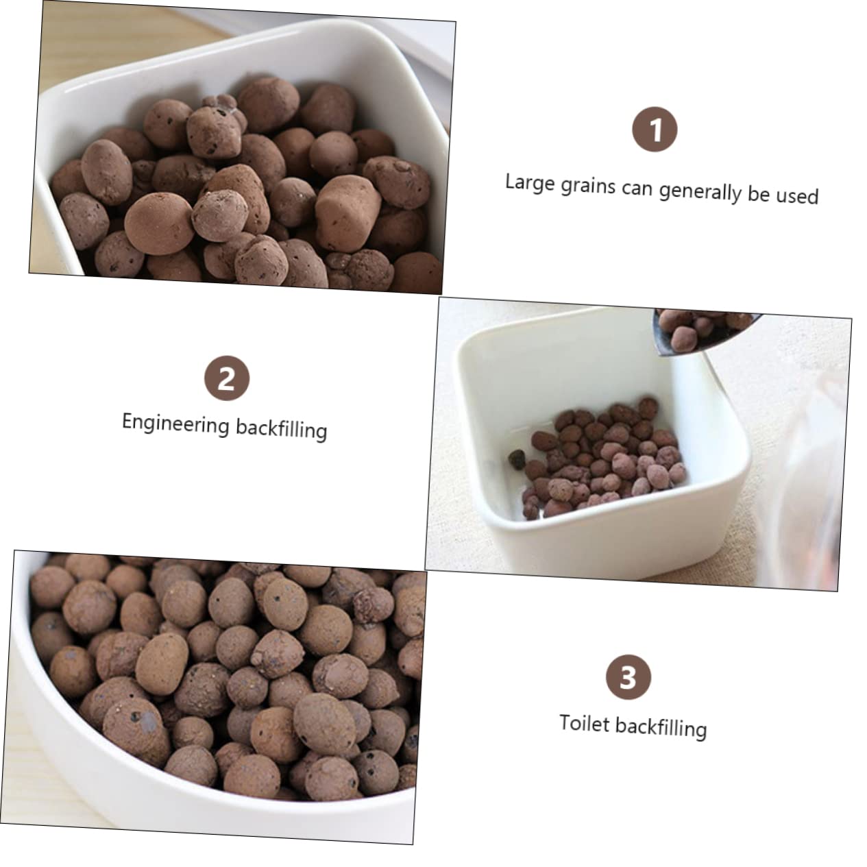 Arcilla Expandida Ceramsita 1kg, Piedra de Cultivo para Jardinería | Color Café, Mezcla de Arcilla y Shale, 1 Paquete, para Flores y Hortalizas, Uso en Maceta y Fondo