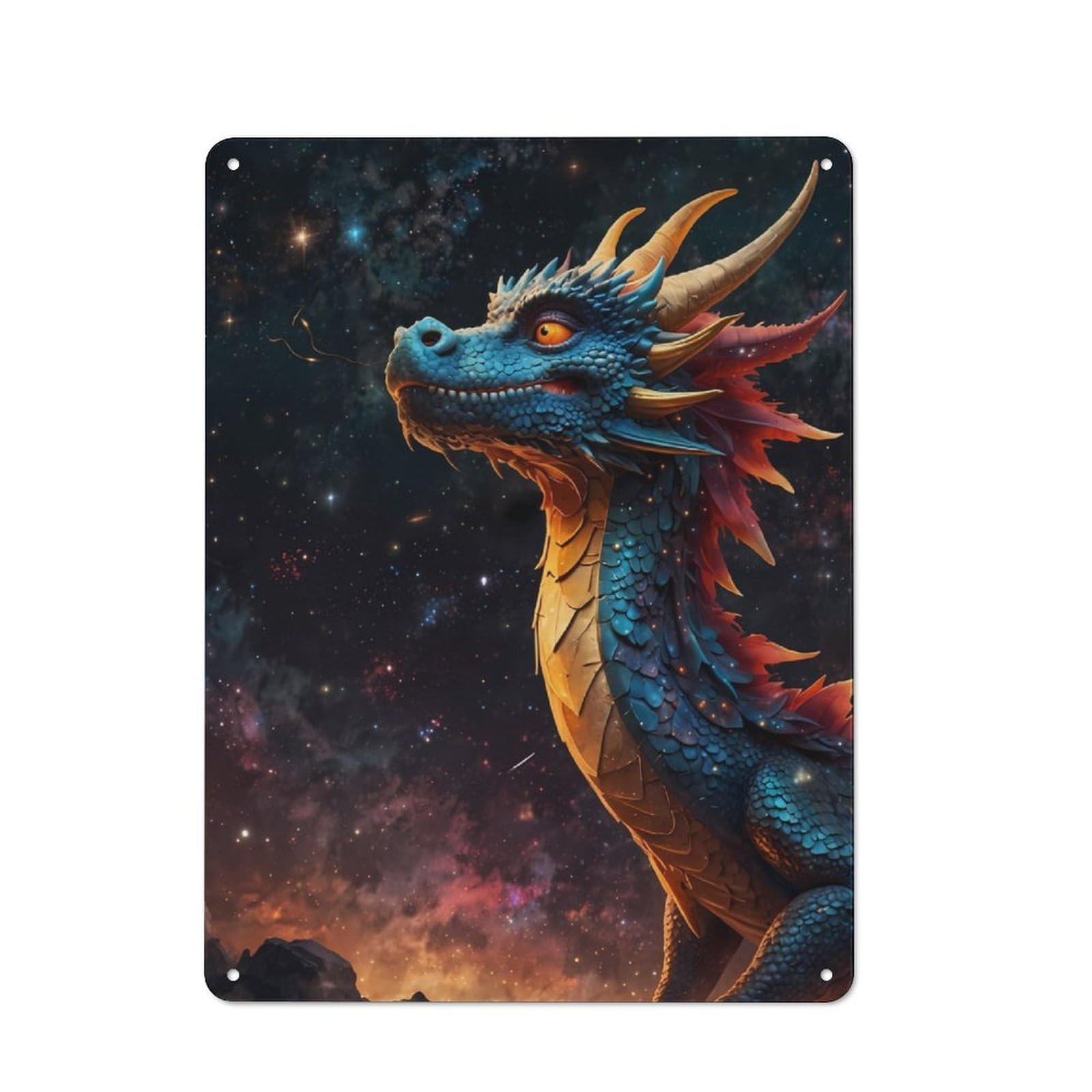 Junmoney Celestial Dragon Retro Metal Wall Sign 40X30cm For Guest Room Or Hallway, New-Space Wall Decor For Home Decor Collectors
