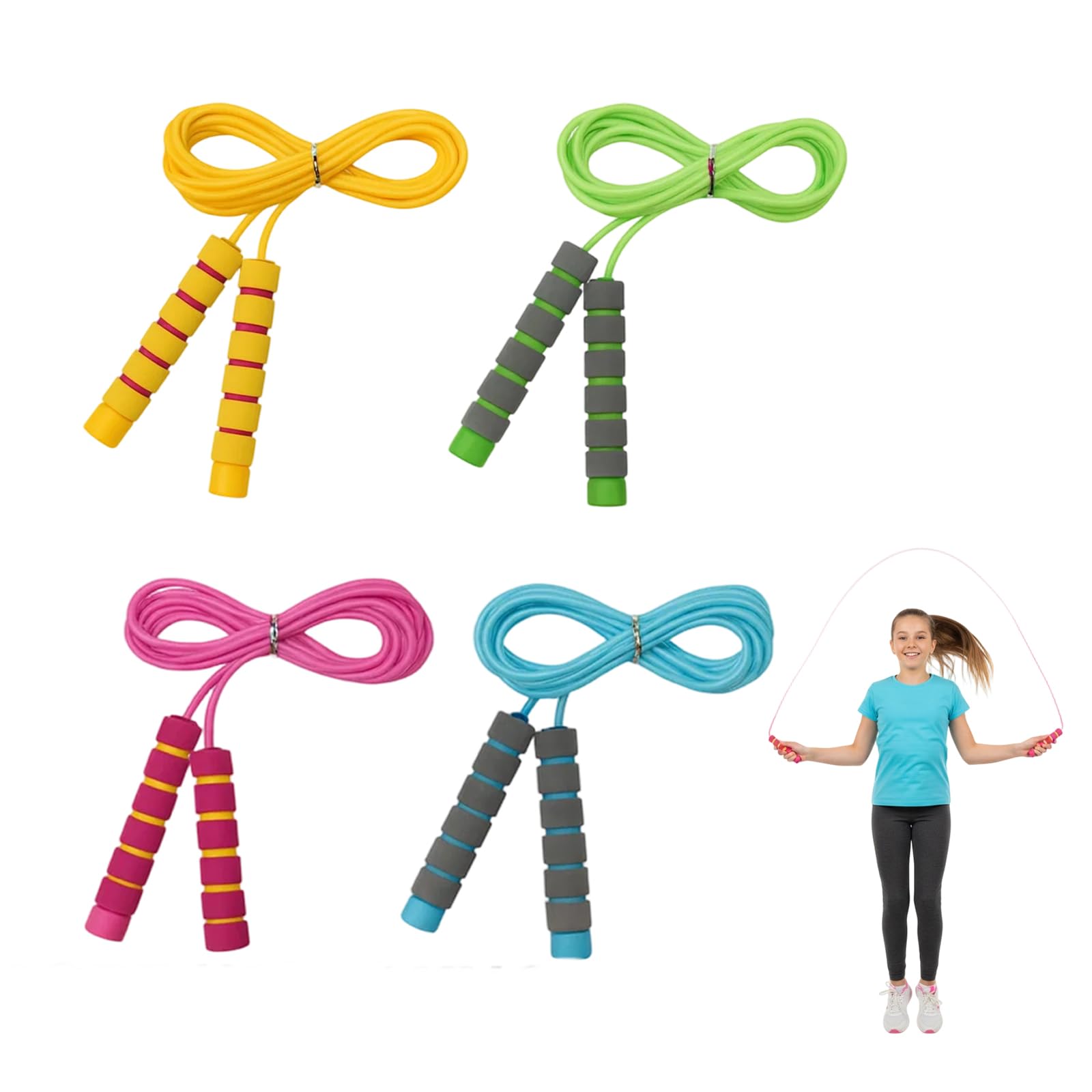 4 Pcs Skipping Rope, Skipping Rope Kids, Adjustable Jump Rope With Foam Handles, Counting Skipping Ropes For Kids And Adults, For Boys And Girls To Fitness, Exercise Activity
