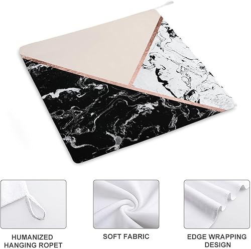 Miniatura 3 de Toalla de mano para baño, toallas de baño modernas de microfibra de mármol blanco y negro y oro rosa, toallas colgantes suaves y absorbentes con