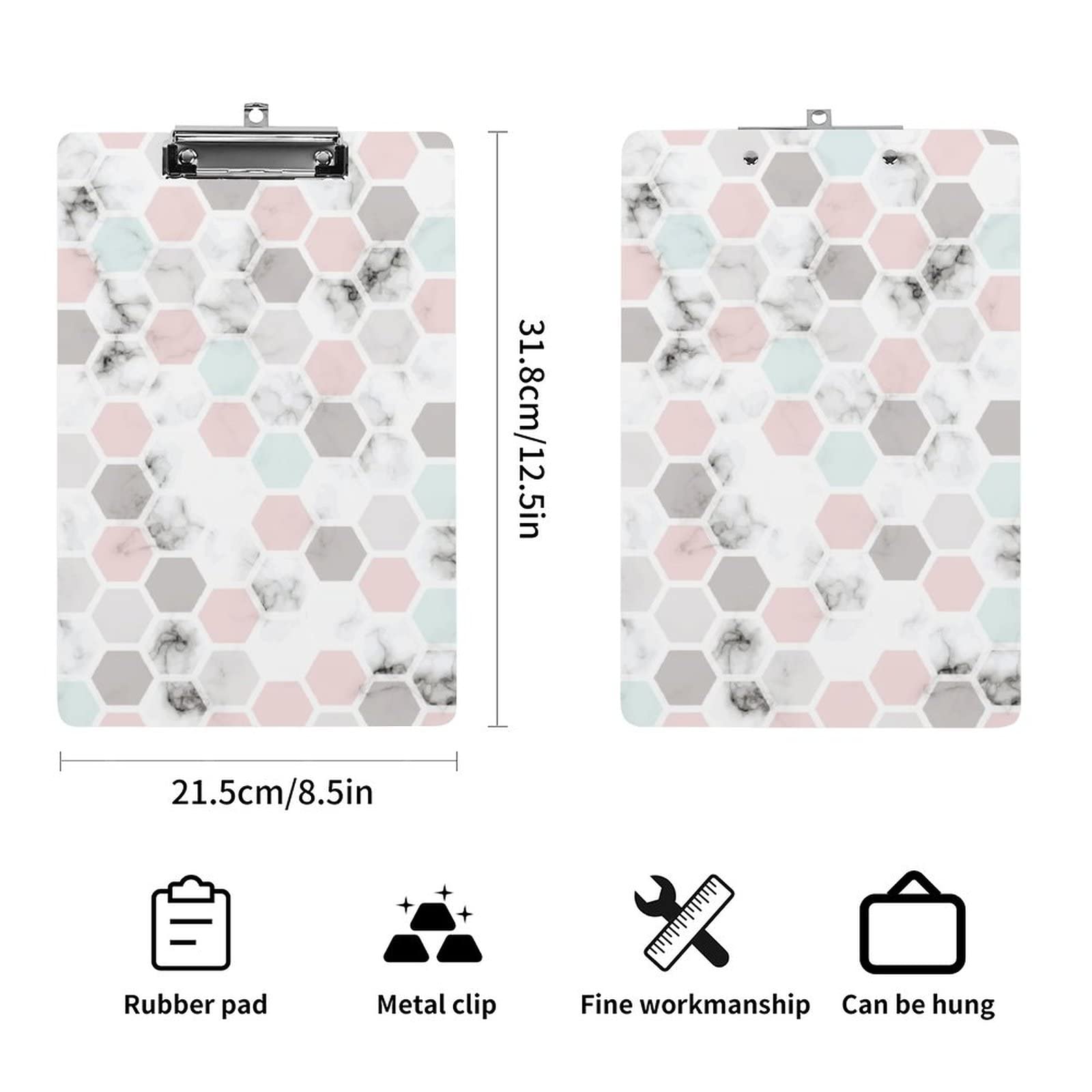 Marmo formato A4 Appunti Divertente Estetica Lavoro Studio Lettera Standard Clip Board 1 × 8.5 pollici Pannello rigido per Scuola Aula Bambini Scrivere Disegno