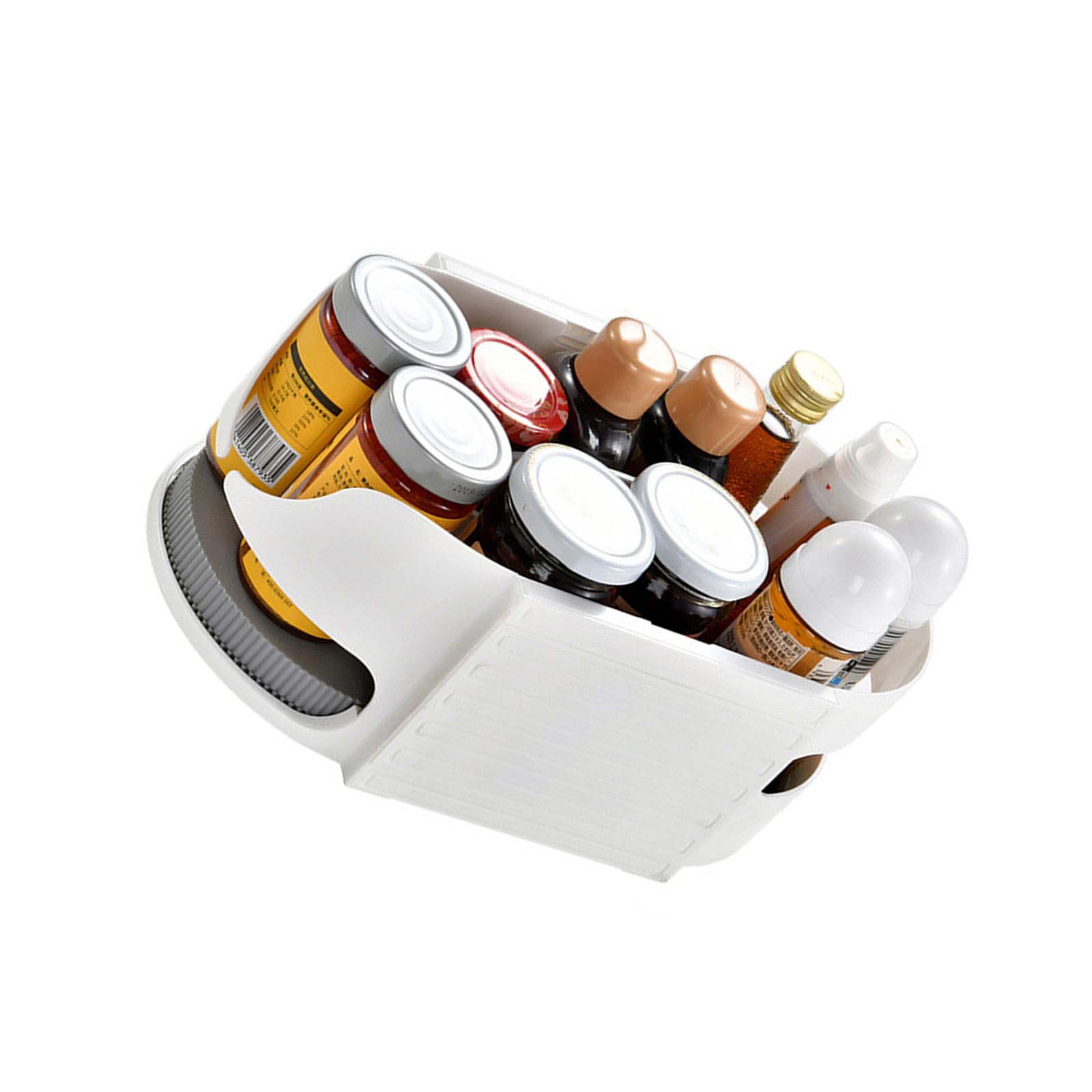 Jazuaiao 360 Degree Rotating Container for Kitchen Area ABS Construction Device Holds Jar Effective Designs Rack Space Saving Kitchen Organizers