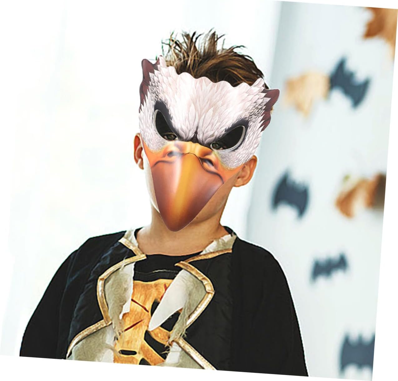2pcs Reusable Faux Leather Bird Animal Half Masks for Women Carnival Halloween Party Props – White Feathered Bird and Phoenix Design Masquerade Costume Ball Cosplay Accessories