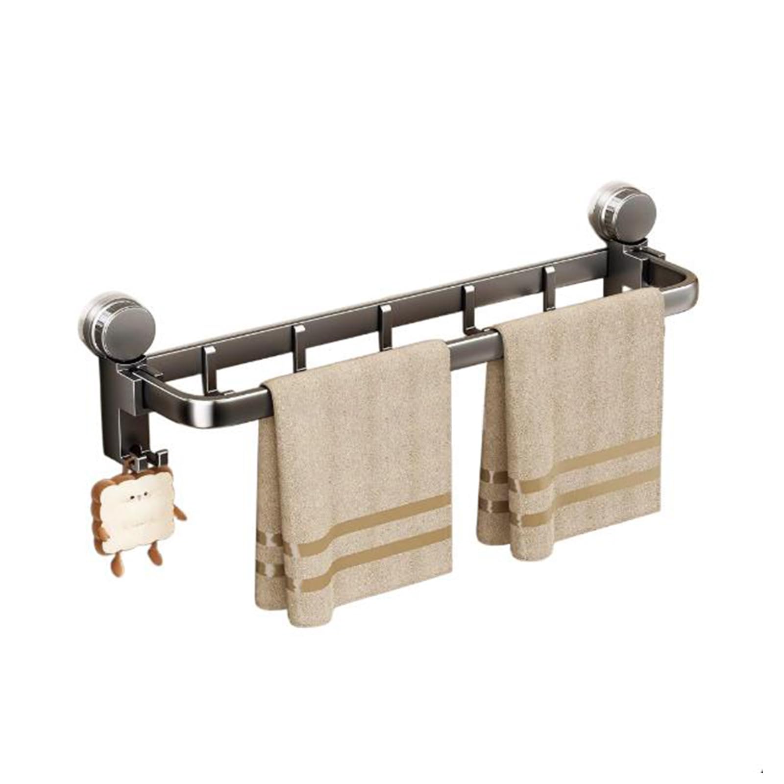 Porte-serviette gris 70cm avec crochets intégrés pour un séchage rapide et sans effort