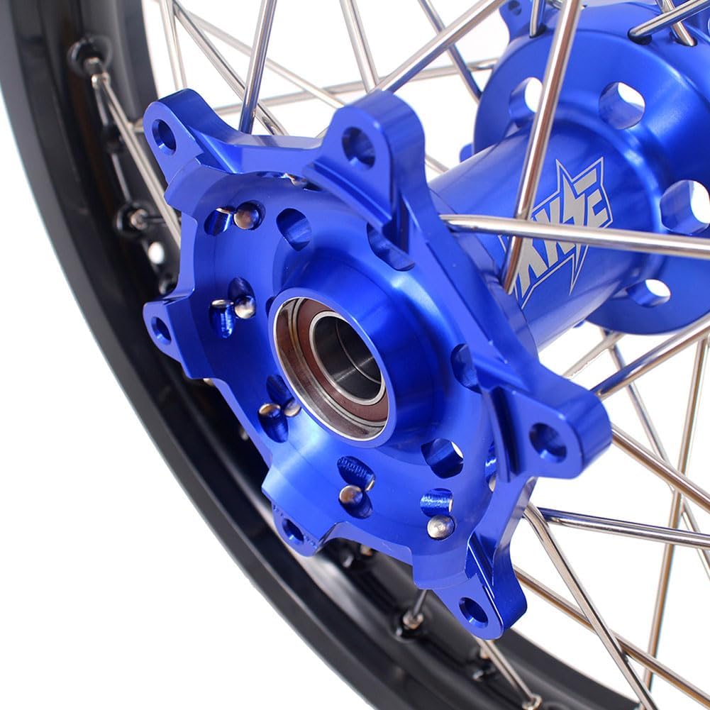 KKE 2.15 * 18 Enduro Dirt Bike Rear Wheels Rims Set Compatible with YAMAHA YZ125 YZ250 1999-2026 YZ250F YZ450F 2003-2026 YZ250X YZ250FX WR250F WR450F Blue Hub