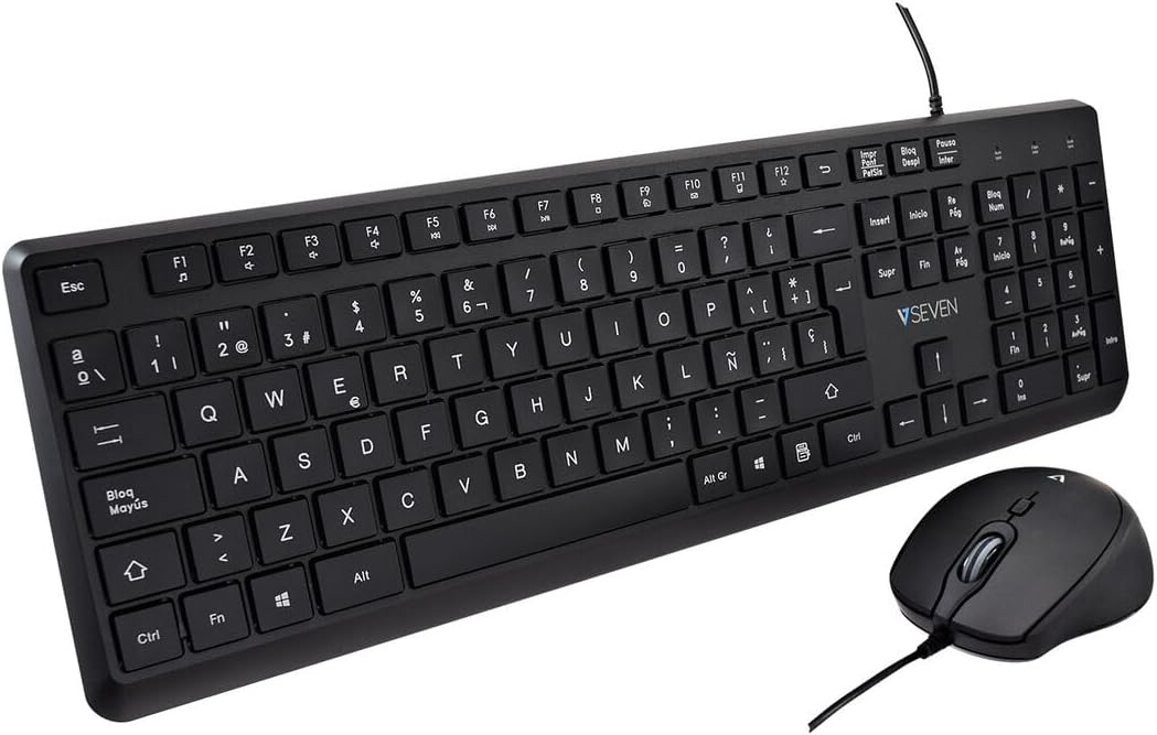 V7 CKU350ES Keyboard and Mouse Black QWERTY Spanish