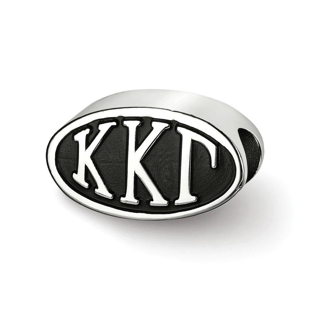Sterling Silver Logoart Kappa Kappa Gamma Oval Letters Bead, Sterling Silver
