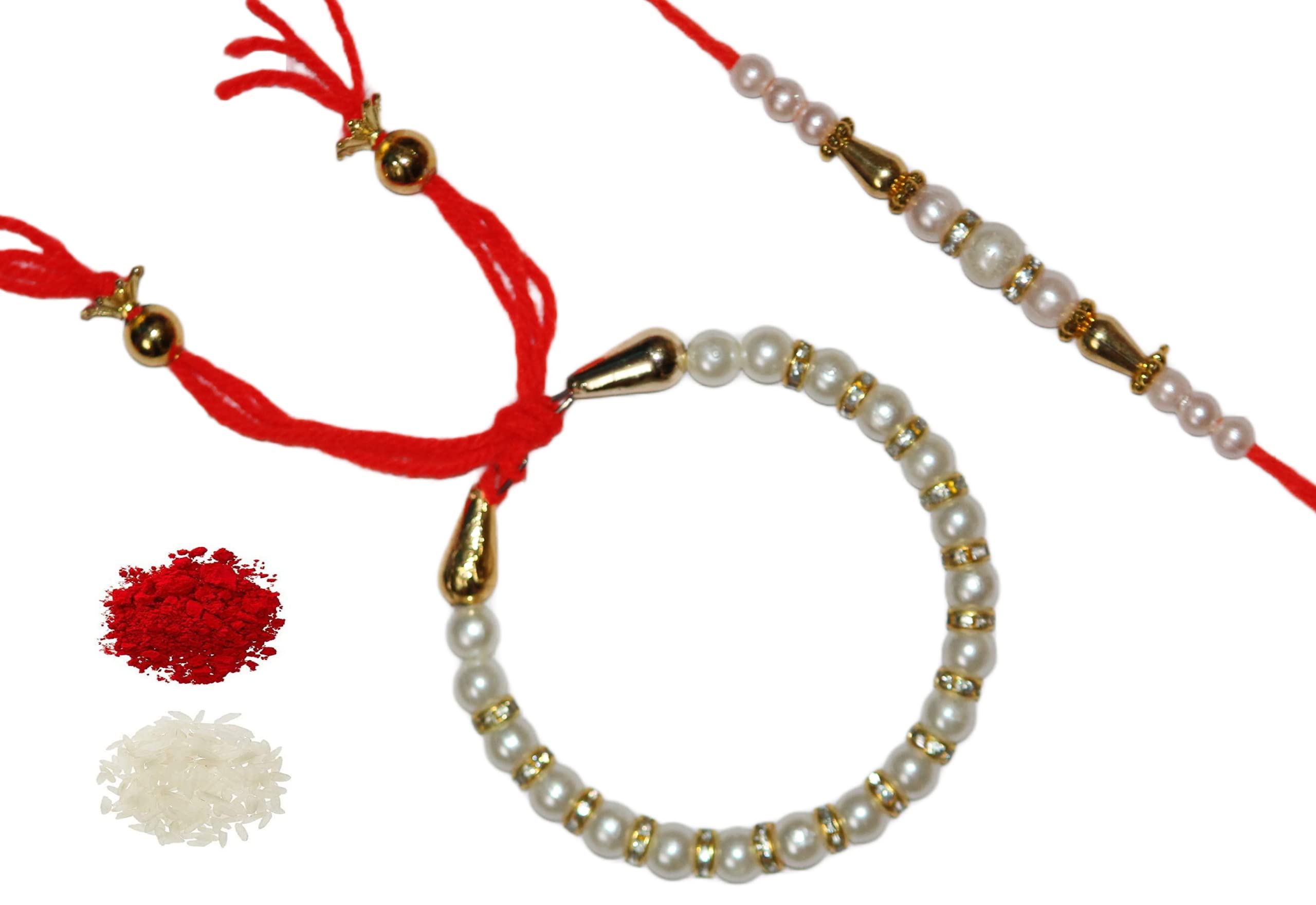 NITYAM ENTERPRISES White Pearl Kada Rakhi For Brother | Sister | Family | Bhabhi With Roli Chawal(NE 115) (B09ZVNJNNX) Amazon Price History, Amazon Price Tracker