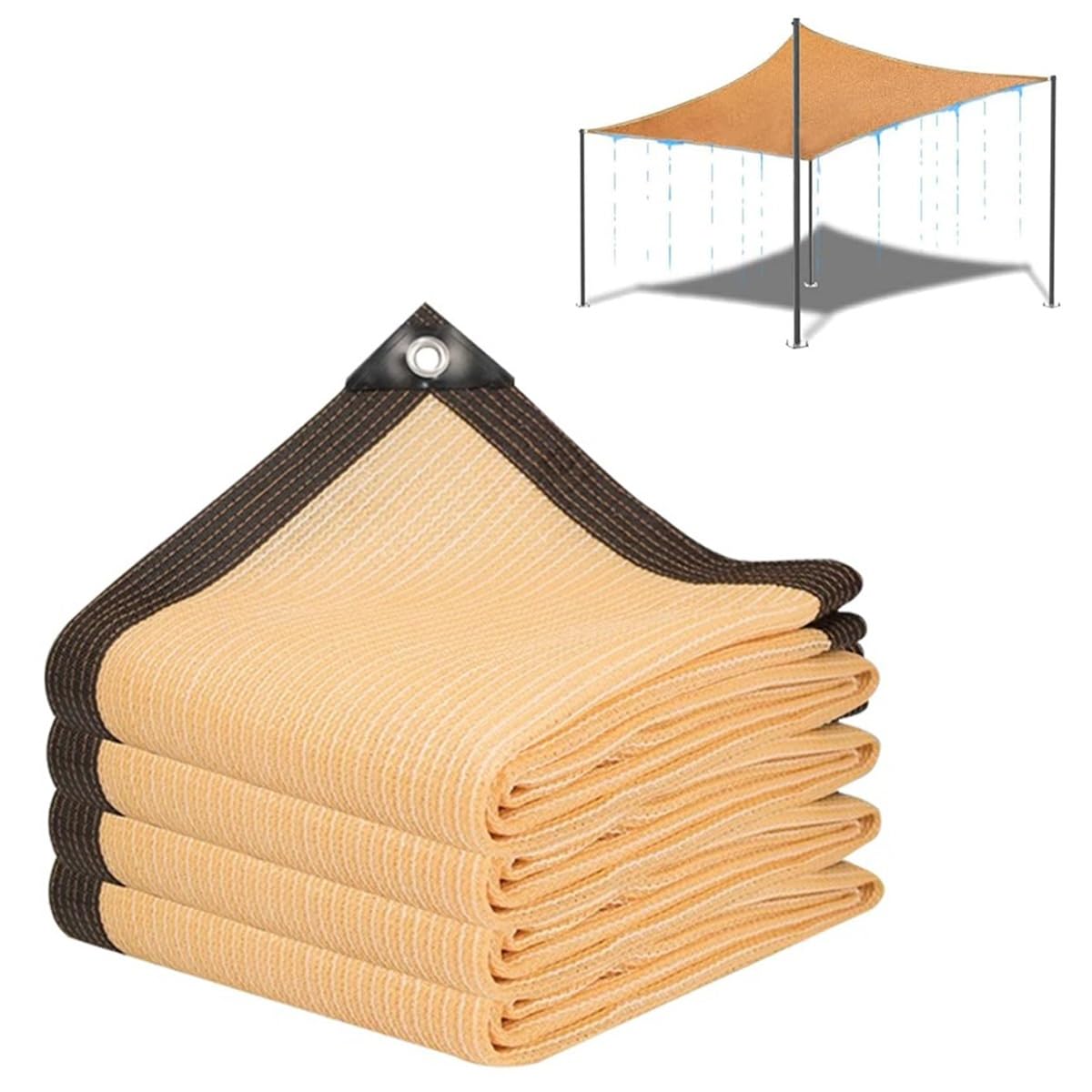 Rechteckiges Sonnensegel, 9 x 9 m, Sonnenschutz, Stoff für Pergola, Outdoor-Schattenstoff mit Ösen, perfekt für Garten, Terrasse, Gewächshaus, 