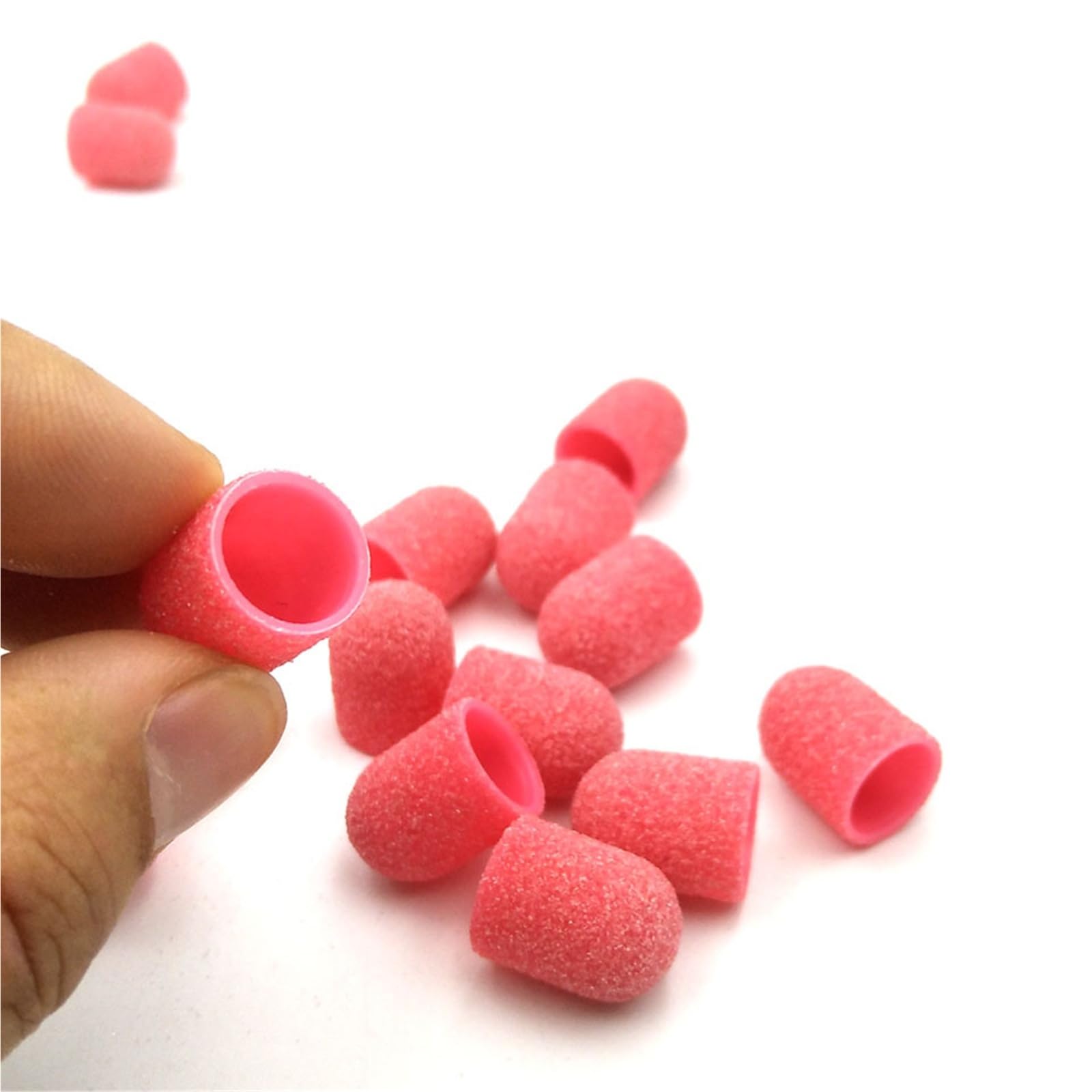 Fresas Torno Para UñAs 50 Uds Base de plástico tapas rosas con agarre cuidado pedicura pulido bloque arena accesorios taladro herramienta for cutículas pies para Manicura(180 Grit)