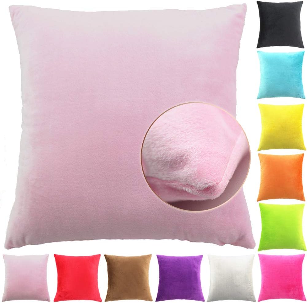 EasondeaCushion Covers Sofa Bed Home Car Decoration Solid Luxury Pillow Case Light Pink 14"x20"/35X50CM
