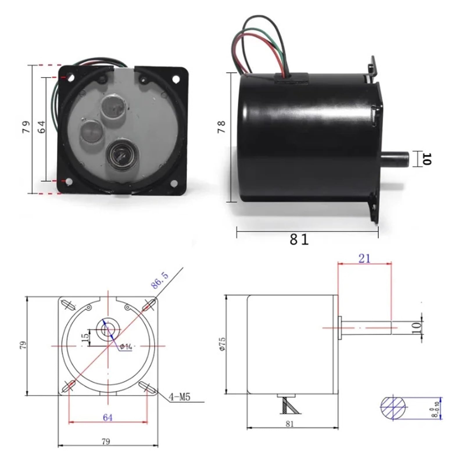 Motor síncrono de imán Permanente de 80KTYZ, 60 W, 220 V CA, con Engranajes de Baja Velocidad en Sentido horario/antihorario, 2,5/5/10/15/20/30/50/60/80/110 RPM(30rpm No Bracket)