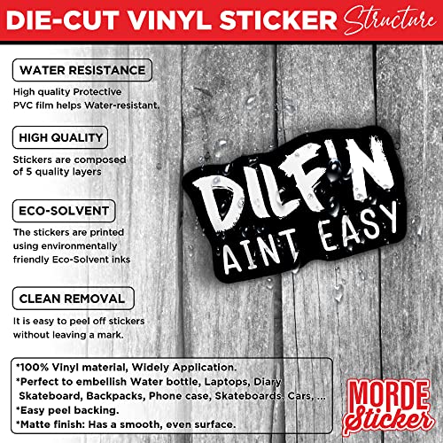 Dilf'n Aint Easy Sticker Funny Quote Die-Cut Waterproof Vinyl Sticker For Laptop Water Bottle Phone Case Cars Merchandise Decor Decal Stuff Gift Idea For Her Him Adults Kid #TOP2