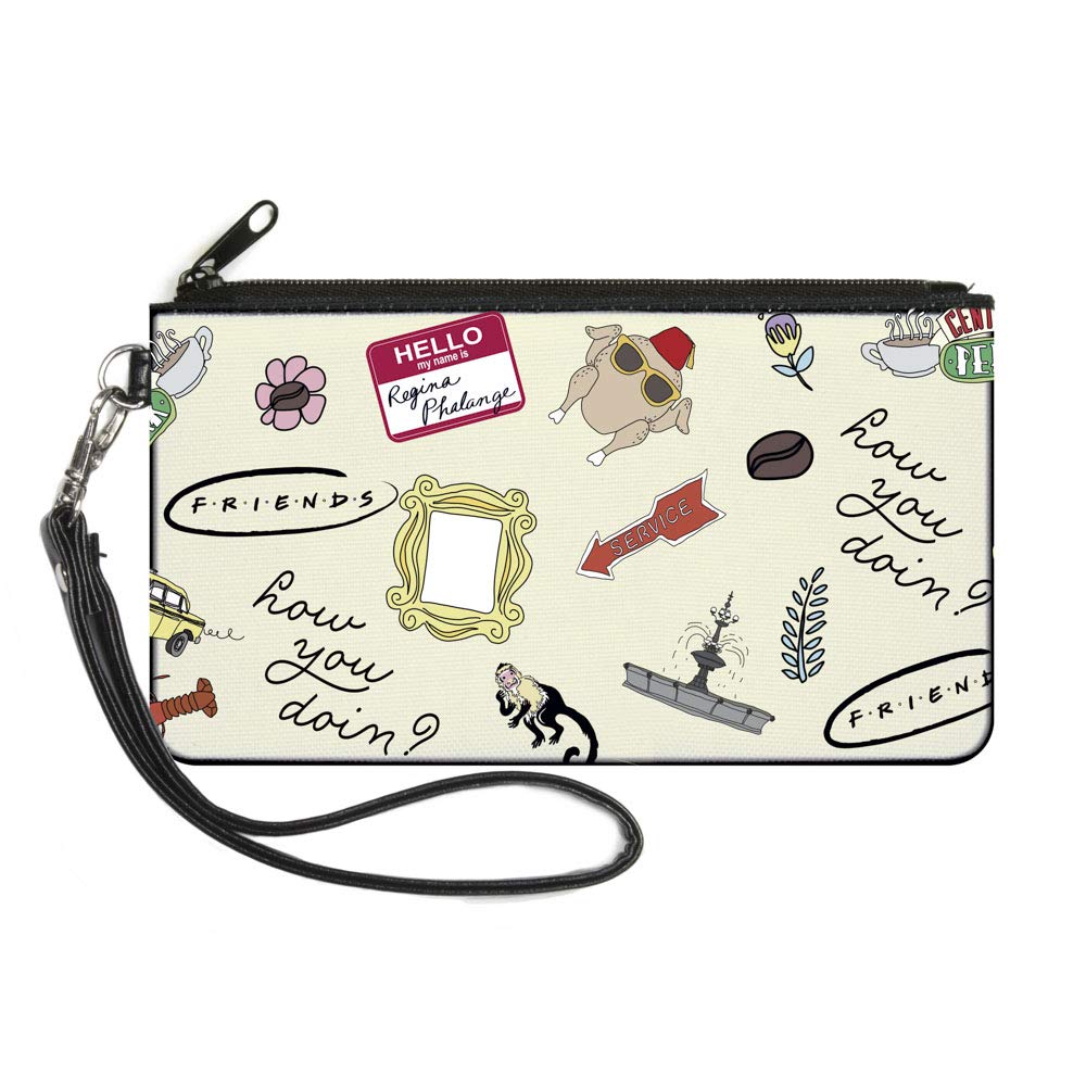Wallet Canvas Zip Clutch Friends Show Icons Collage White