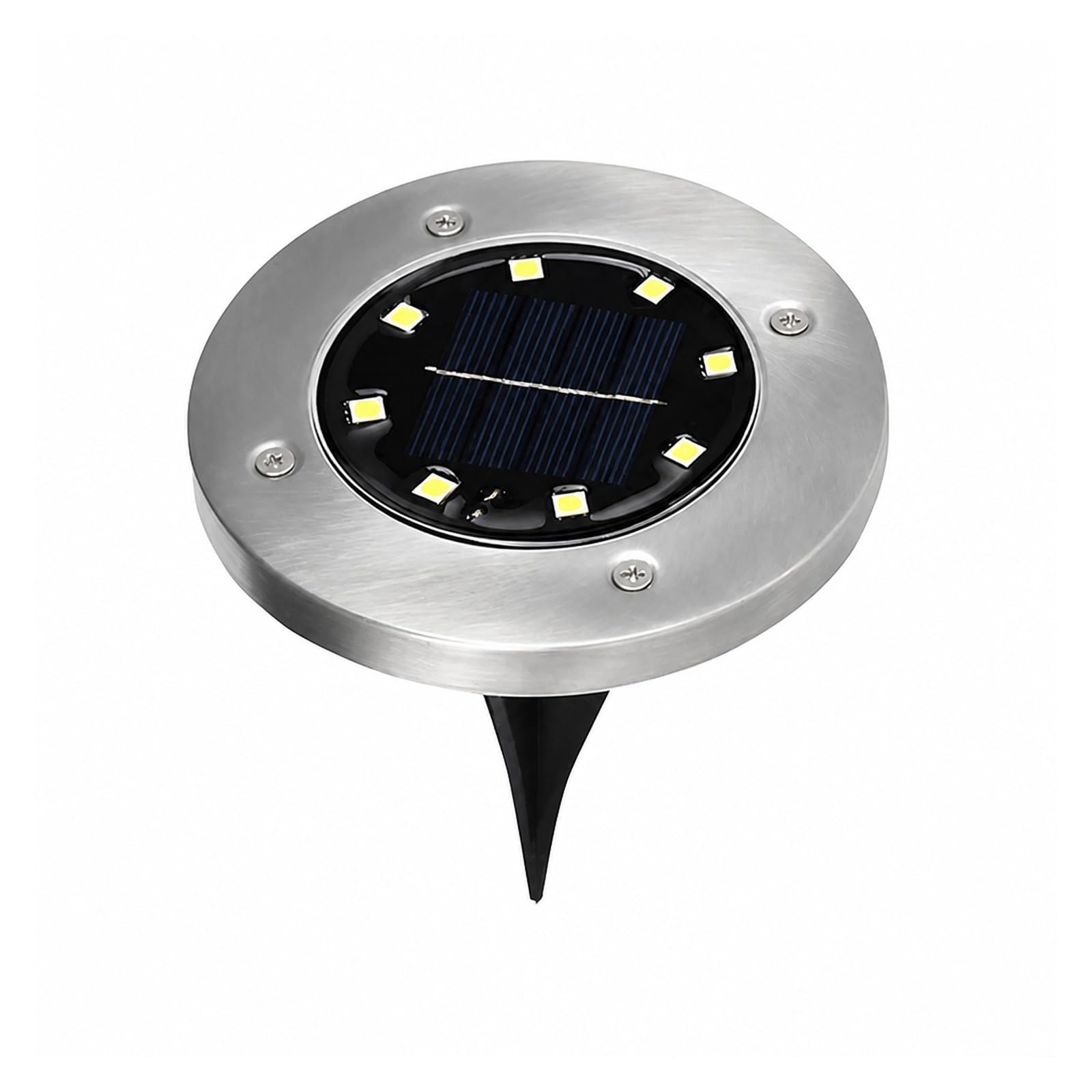 AMRTTWY In Ground Lights, Solar 8LED Ground Lights Outdoor Stainless Steel Lamps(Warm,8PCS)