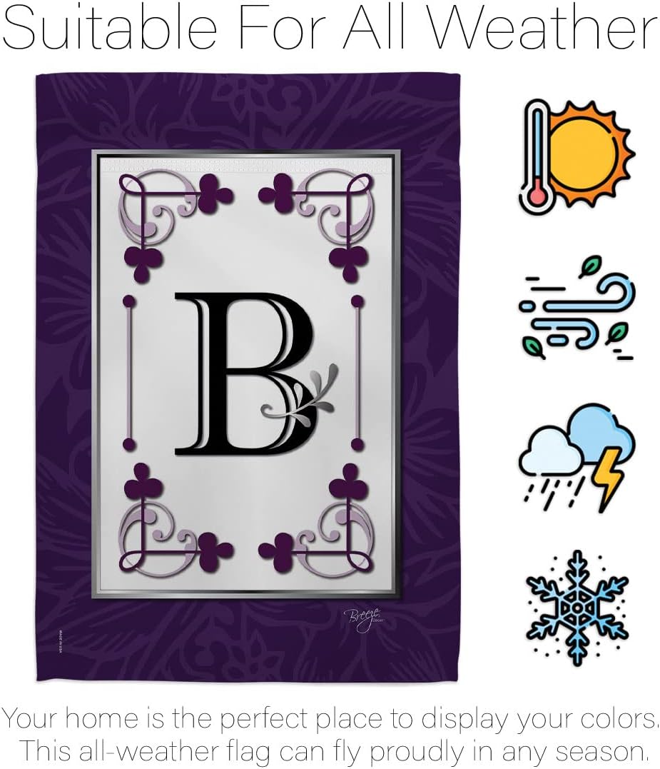 Breeze Decor Classic B Initial Interests Simply Beauty Decorative Vertical House Flag, 28" X 40", Multi-Color