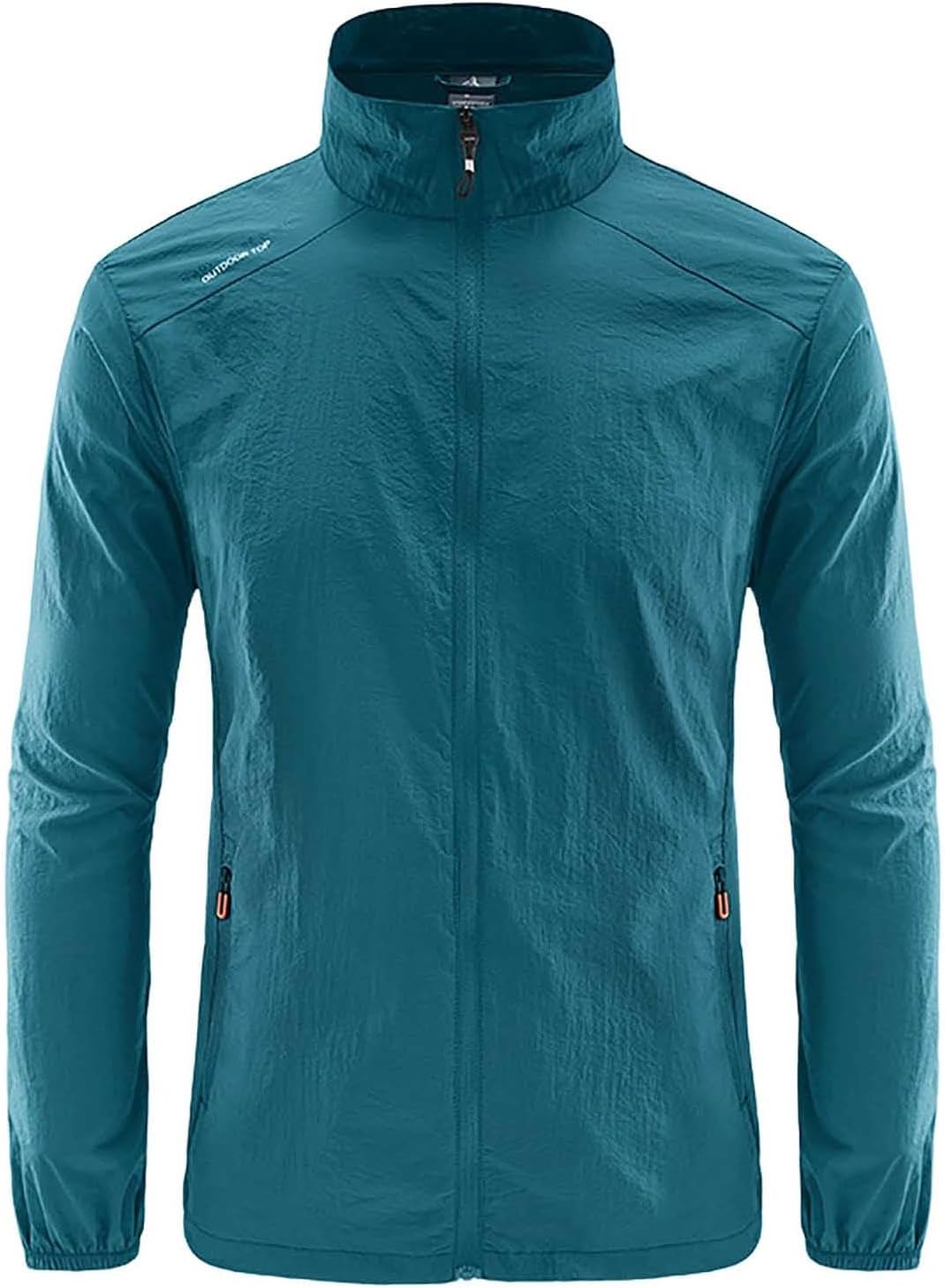 男性用無地フードなしスタンドカラー通気性長袖トラックジャケット薄手ジャケット チェスターコート メンズ ショート ダウンコート大きい